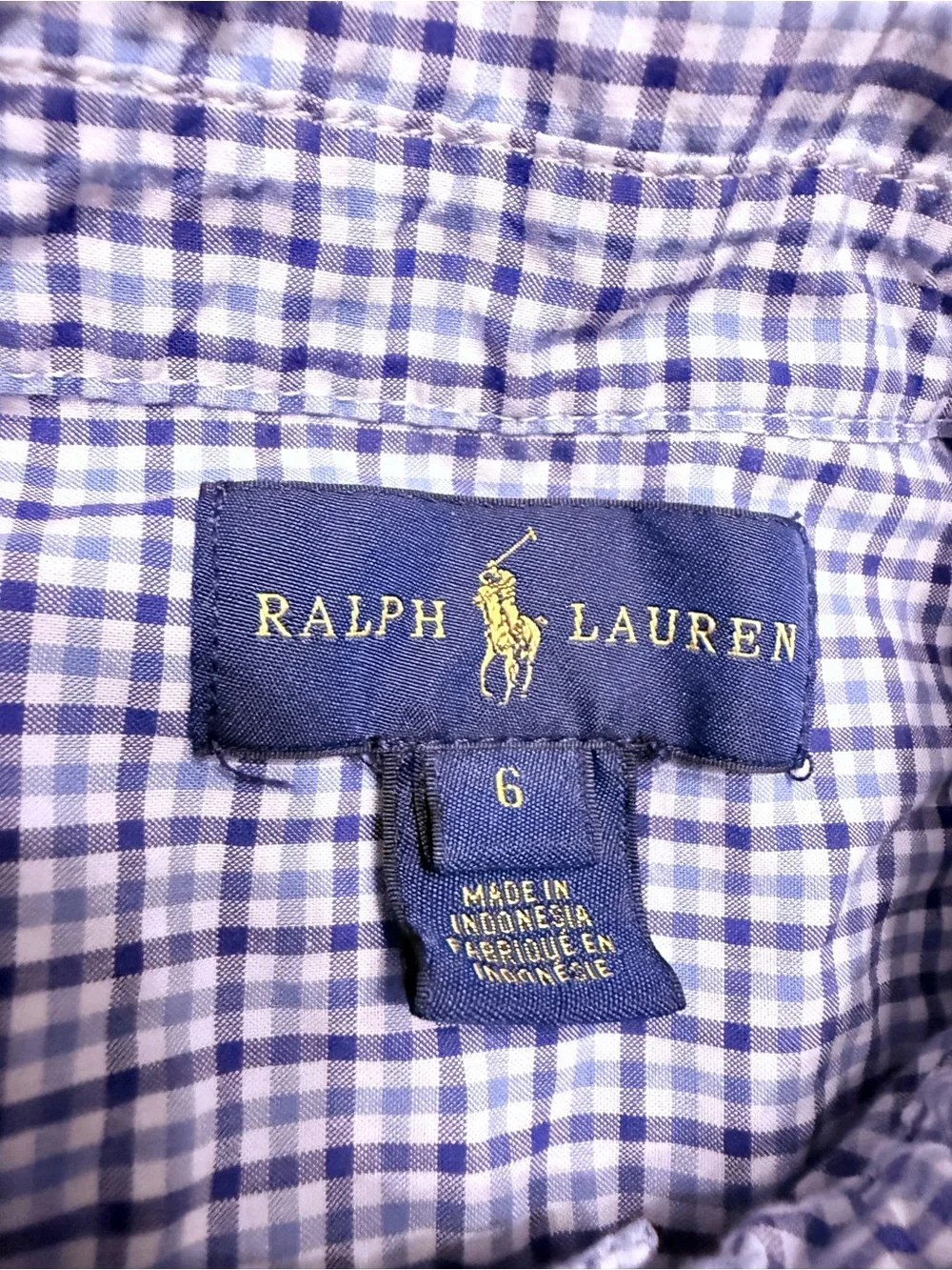 EUC Boys Ralph Lauren Blue Plaid Longsleeve Button Down Size 6